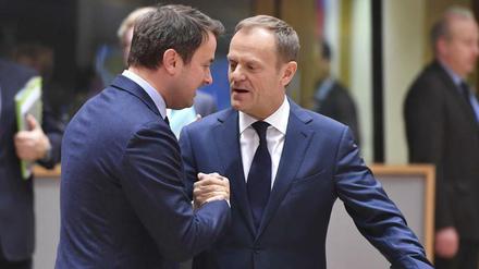 Auf seine Stimme konnte er zählen: Tusk mit Luxemburgs Premier Bettel.