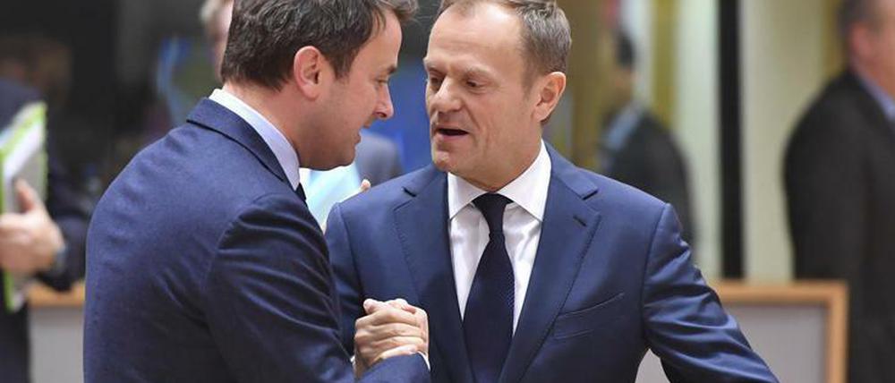Auf seine Stimme konnte er zählen: Tusk mit Luxemburgs Premier Bettel.