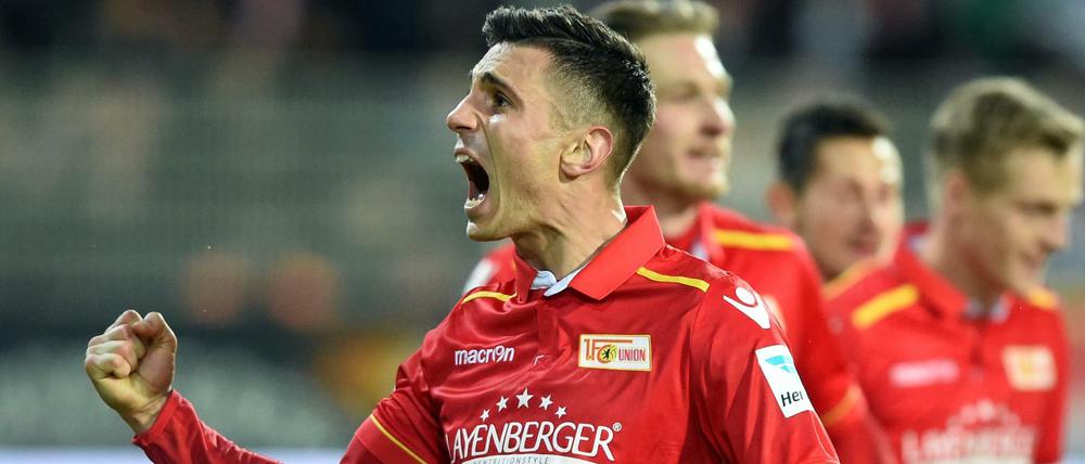 Damir Kreilach bejubelt das 2:0 gegen Würzburg, den fünften Sieg im sechsten Rückrundenspiel.