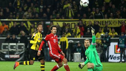 Pierre-Emerick Aubameyang, Mats Hummels und Manuel Neuer könnten sich im April fast wöchentlich auf dem Platz begegnen.