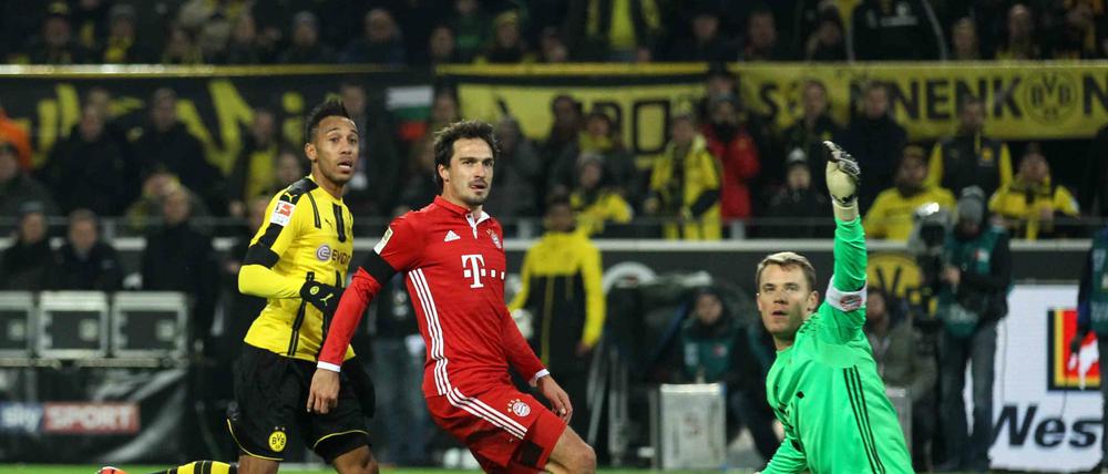 Pierre-Emerick Aubameyang, Mats Hummels und Manuel Neuer könnten sich im April fast wöchentlich auf dem Platz begegnen.