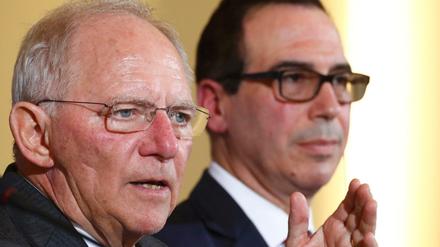 Amtskollegen: Wolfgang Schäuble und Steve Mnuchin.