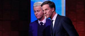 Regierungschef Mark Rutte und der Rechtspopulist Geert Wilders lieferten sich erst zwei Tage vor der Wahl ein Rededuell im TV.