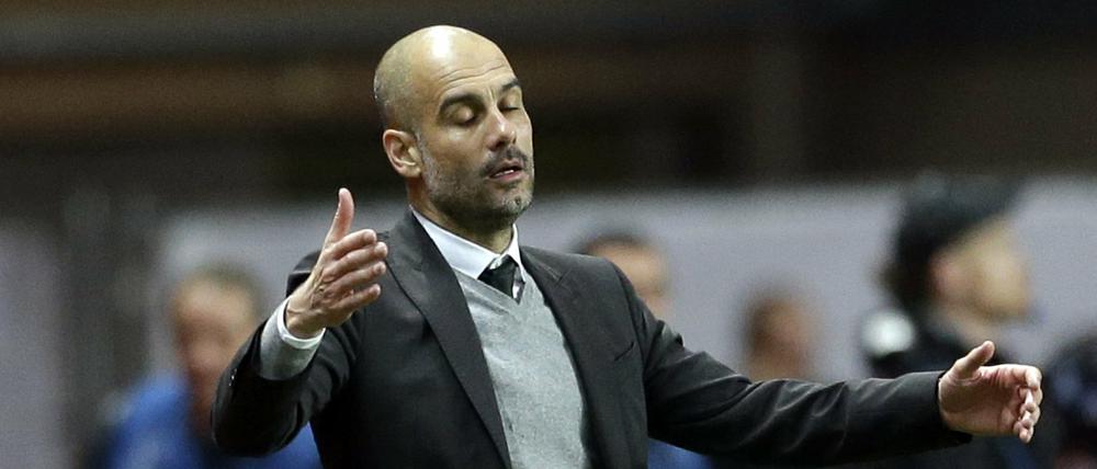 Zum Verzweifeln: Pep Guardiola beim 1:3 von Manchester City in Monaco. 