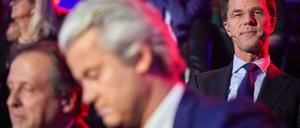 Der niederländische Ministerpräsident Mark Rutte (rechts) und Gert Wilders. 
