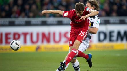 Reingemüllert. Thomas Müller setzt sich gegen Jannik Vestergaard durch und erzielt das einzige Tor des Tages.