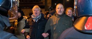 Zwei der großen theoretischen Köpfe der neurechten Szene, der Publizist Jürgen Elsässer (l.) und der Verleger Götz Kubitschek (r.).