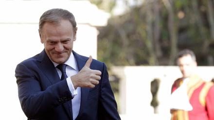 EU-Ratspräsident Donald Tusk am Samstag in Rom vor dem Konservatorenpalast.