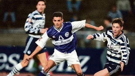Derbysieg. 1998 schaltete TeBe den jungen Pal Dardai und seine Hertha im Olympiastadion aus. Francisco Copado (l.) erzielte beim 4:2 im DFB-Pokal-Achtelfinale ein Tor.