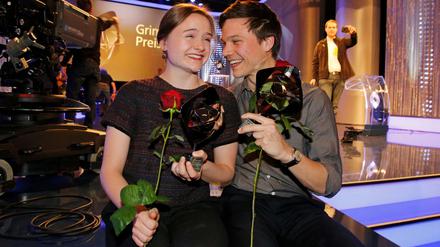 Glücksduo. Die Geschwister Urzendowsky bei der Verleihung des Grimme-Preises am 31. März im Theater in Marl. 
