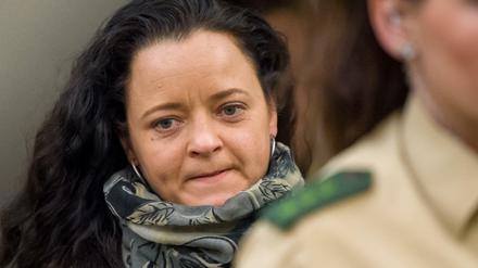 Die Angeklagte Beate Zschäpe im Gerichtssaal des Oberlandesgerichts in München.