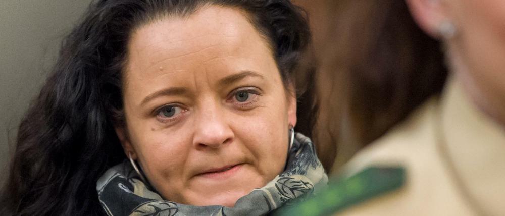 Die Angeklagte Beate Zschäpe im Gerichtssaal des Oberlandesgerichts in München.