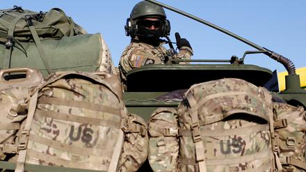 Sicherheit durch Abschreckung. Ein amerikanischer Soldat, Teil eines Nato-Einsatzkommandos.