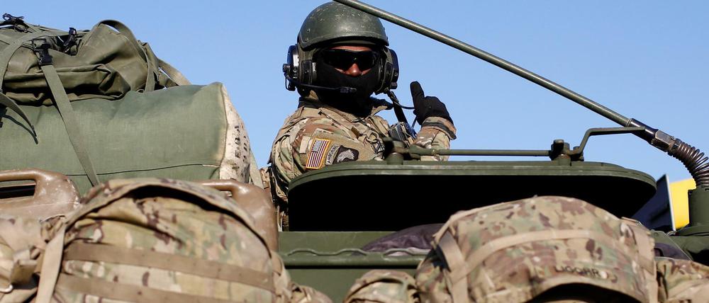 Sicherheit durch Abschreckung. Ein amerikanischer Soldat, Teil eines Nato-Einsatzkommandos.