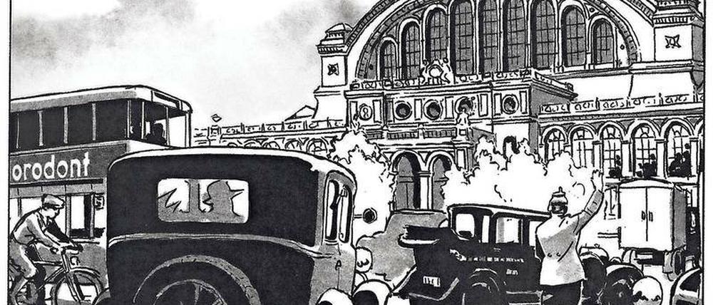 Auch der noch intakte Anhalter Bahnhof taucht in der Comicbuch-Umsetzung von Arne Jysch auf.
