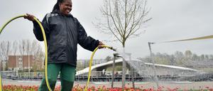 Letzte Vorbereitungen für die Internationale Gartenausstellung «IGA Berlin 2017» in Marzahn. 