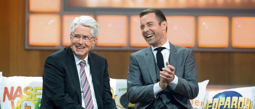 Jubilar Frank Elstner und Kai Pflaume.