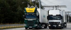 Elefantenrennen auf der "eHighway"-Teststrecke von Siemens für Oberleitungs-LKW
