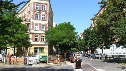Altbau-Fassaden im Kaskelkiez (Kaskelstraße) in Berlin-Lichtenberg.