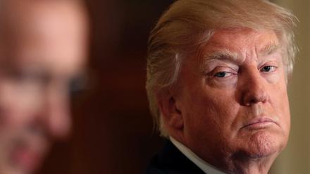 US-Präsident Donald Trump am Mittwoch im Weißen Haus bei einer Pressekonferenz mit Nato-Generalsekretär Stoltenberg.