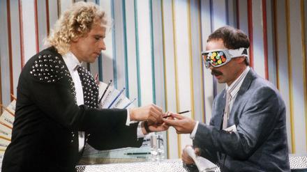 Denkwürdiger Auftritt: Bernd Fritz bei "Wetten dass..?" mit Thomas Gottschalk (am 3.9.1988) 