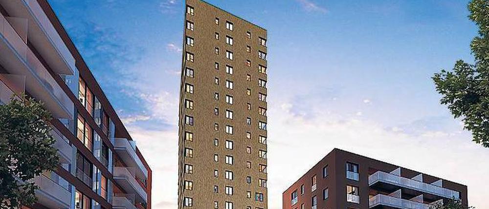 Leben auf Zeit. Maximal zwei Jahre sollen die Apartments im Hochhaus „The Fritz“ an der Lehrter Straße vermietet werden. Ab 800 Euro im Monat gibt’s einen Service wie im Hotel, mit Fitnessstudio und Putzservice. Fertig wird der Turm wahrscheinlich 2019.