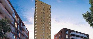 Leben auf Zeit. Maximal zwei Jahre sollen die Apartments im Hochhaus „The Fritz“ an der Lehrter Straße vermietet werden. Ab 800 Euro im Monat gibt’s einen Service wie im Hotel, mit Fitnessstudio und Putzservice. Fertig wird der Turm wahrscheinlich 2019.