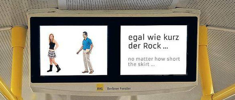 Klare Zeichen: Die Kampagne gegen Übergriffe im U-Bahn-Fernsehen.