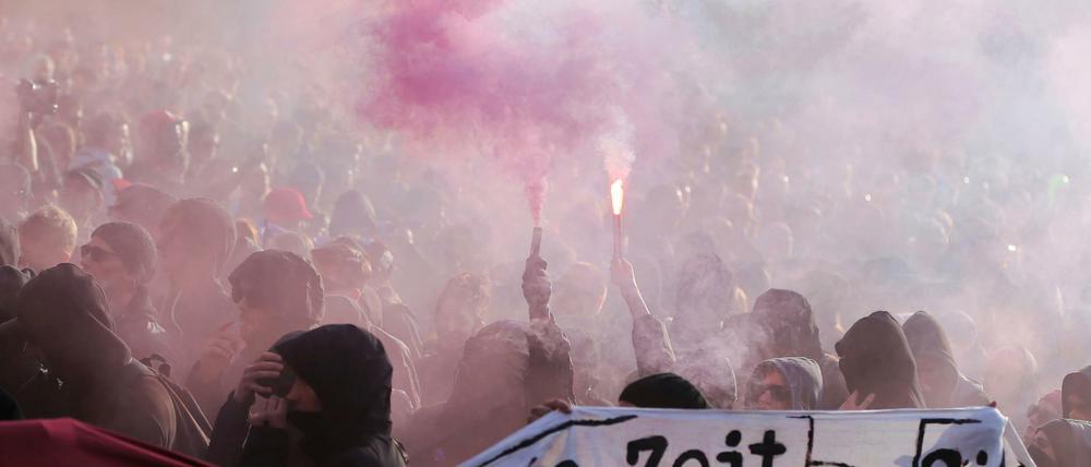 Die linksradikale Demonstration am 1. Mai in Berlin-Kreuzberg.