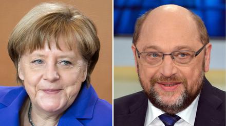 Werden sich zum TV-Duell treffen: Angela Merkel (CDU) und Martin Schulz (SPD).