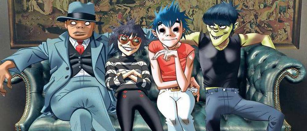 Virtuelle Stars. Schlagzeuger Russel Hobbs, Gitarristin Noodle, Sänger Stuart „2D“ Pot und Bassist Murdoc Niccals sind die von Damon Albarn und Zeichner Jamie Hewlett erfundene Band Gorillaz. Ihr selbst betiteltes Debütalbum erschien 2001. Nach einer siebenjährigen Pause erscheint jetzt die fünfte Platte der Gruppe.