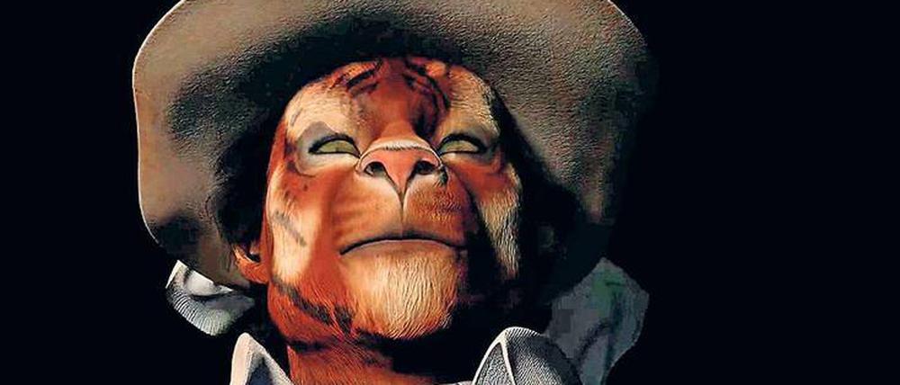 Der Tiger in der Tracht der Kolonisatoren. Ausschnitt aus Ho Tzu Nyens Doppelkanal-Projektion „One or Several Tigers“.