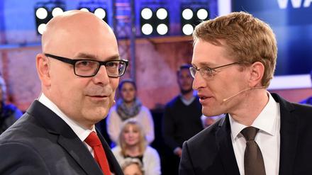 Kopf-an-Kopf-Rennen: Die beiden Spitzenkandidaten für die Landtagswahl Schleswig-Holstein Torsten Albig (SPD,l) und Daniel Günther (CDU).