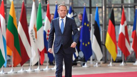 EU-Ratspräsident Donald Tusk auf dem Weg zum Brexit-Gipfel der Europäischen Union. 