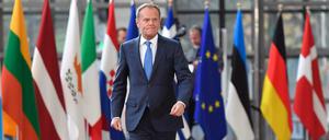 EU-Ratspräsident Donald Tusk auf dem Weg zum Brexit-Gipfel der Europäischen Union. 
