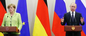 Bundeskanzlerin Angela Merkel und der russische Präsident Wladimir Putin in Sotschi. 