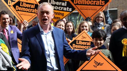 Tim Farron, Chef der Liberaldemokraten, im Wahlkampf in London.  