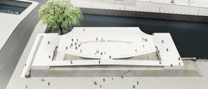 Wagt die Waage - das Freiheits- und Einheitsdenkmal nach Plänen von Johannes Milla im Entwurf. 