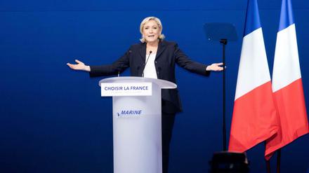 Präsidentschaftsbewerberin Marine Le Pen bei einer Wahlkampfveranstaltung in Villepinte bei Parisx.
