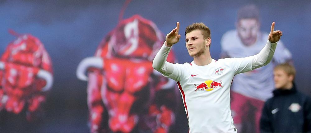 Wo jubeln sie denn? Torjäger Timo Werner und seine Leipziger könnten wegen RB Salzburg eventuell nicht an europäischen Wettbewerben teilnehmen. 