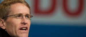 CDU-Spitzenkandidat Daniel Günther bei einer Wahlkampfveranstaltung in Norderstedt, Schleswig-Holstein. 