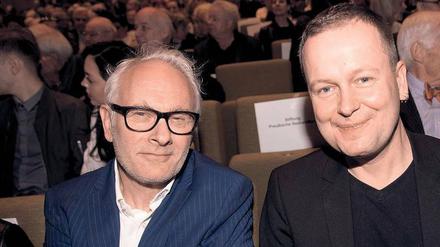 Alles Pfusch! Herbert Fritsch im Haus der Berliner Festspiele neben Kultursenator Klaus Lederer.