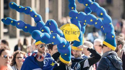 Vom Behagen in der Kultur. Teilnehmer einer Demonstration der „Pulse of Europe“-Bewegung im März vor dem Kölner Dom.