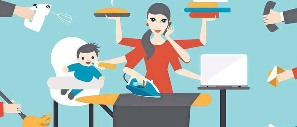 Viel zu tun. In vielen Familien kümmert sich noch immer die Frau um Kindererziehung und Haushalt.