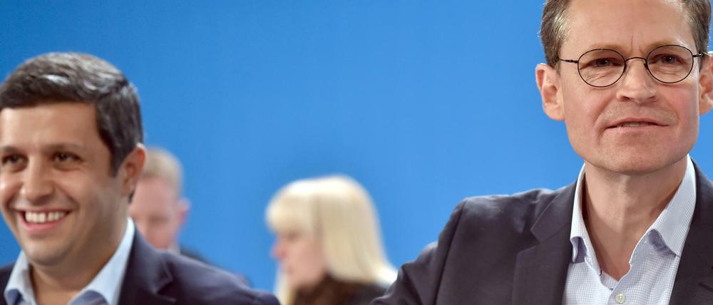 Der Fraktionsvorsitzende der SPD im Abgeordnetenhaus, Raed Saleh und der Regierende Bürgermeister, Michael Müller.