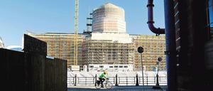 Schlossbaustelle. So sah die eingerüstete Kuppel Ende Januar aus.