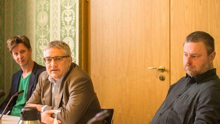 Daniel Wesener (Grüne) , Torsten Schneider (SPD) und Stefan Zillich (Linke) (v.l.).