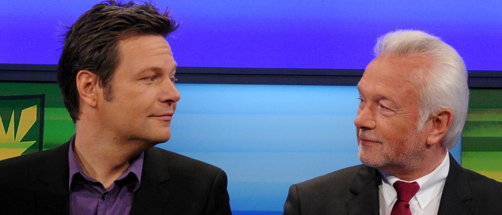 Kennen sich, schätzen sich und verhandeln jetzt in Kiel mit der CDU über eine Regierung: der Grüne Robert Habeck (l) und der FDP-Grande Wolfgang Kubicki (hier ein Foto von 2012).