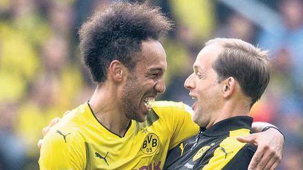 War’s das? Aubameyang (l.) und Tuchel stehen vor einem Wechsel. 