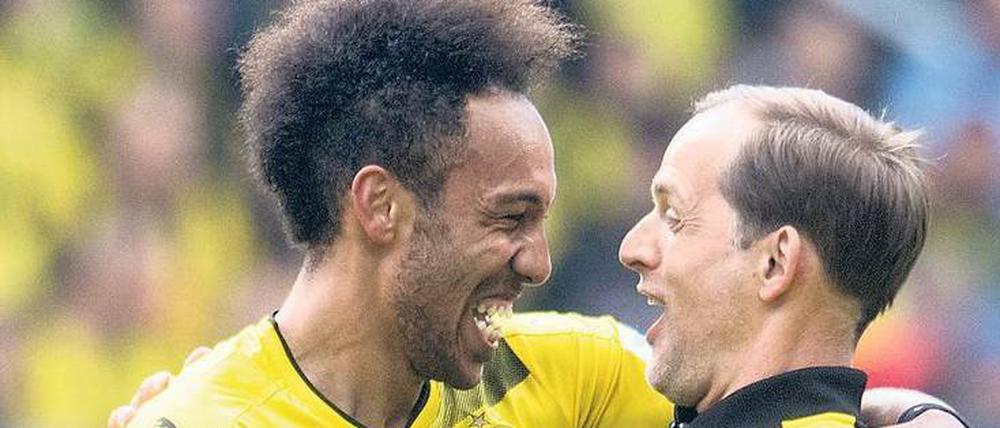 War’s das? Aubameyang (l.) und Tuchel stehen vor einem Wechsel. 